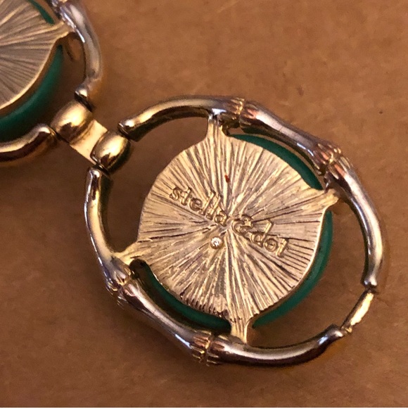 Stella Dot “Zinnia” Statement Bracelet, gold tone with green cabochons - Picture 14 of 15